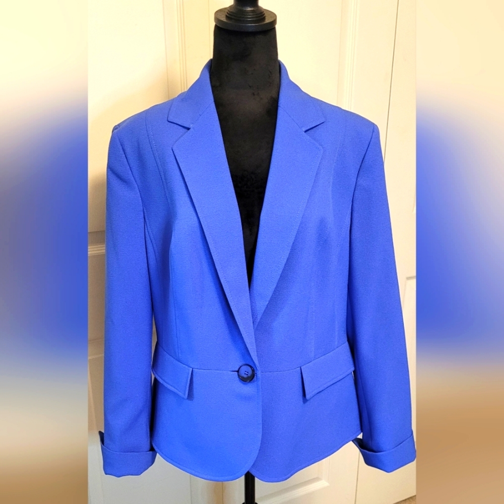 Black Label by Evan-Picone Size 14 LIGHT BLUE Women's Jacket Blazer